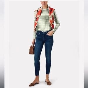 Express dark wash curvy skinny jeans size 2 raw hem 25.5 inch inseam